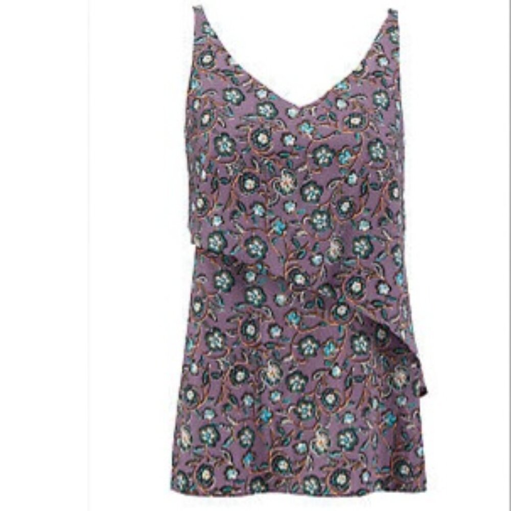 CAbi #3453 Scroll Work Cami/Tank - Purple Floral - XL - NWOT